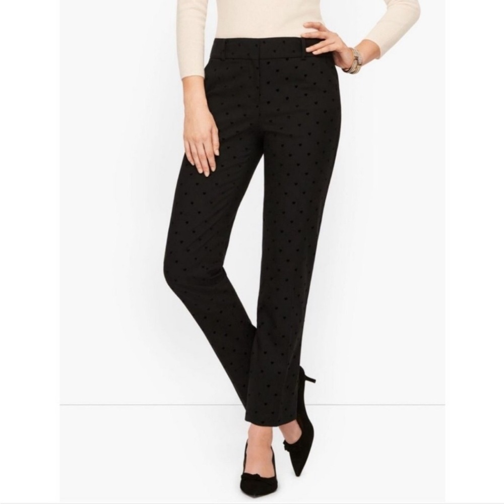 Talbots Hampshire Ankle Pants 6P Women's Black Career Office Heart Embroidered - Picture 2 of 15